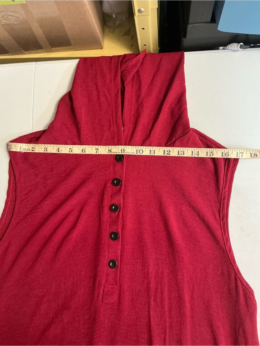 2378-Boho Oversized Hooded Harem Jumpsuit Sleeveless Henley Red Large - Picture 8 of 10